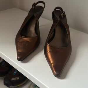 Bronze Ferragamo Slingbacks Size 8.5